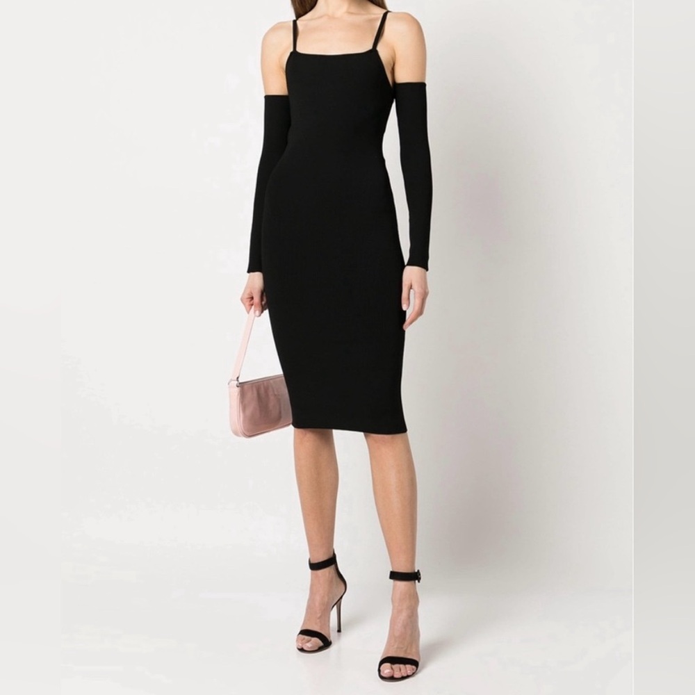 Alice + Olivia stretchy black dress with detachable sleeves XS